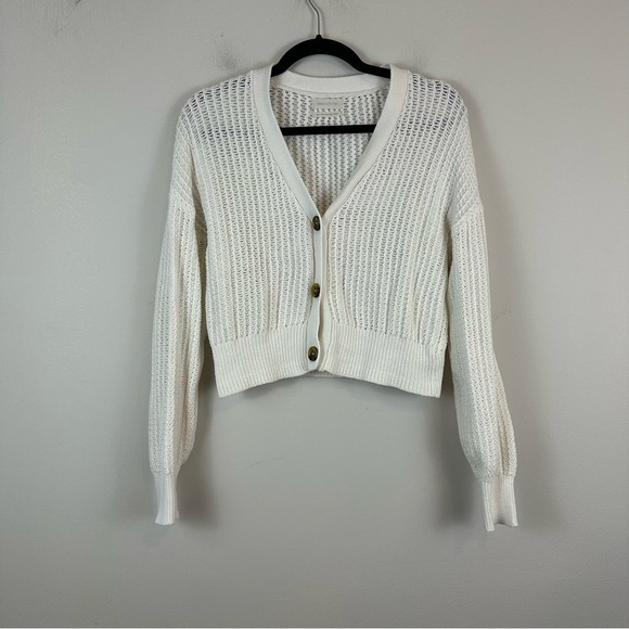 Urban Outfitters | White Button Front Cropped Length Cardigan Size Small - Picture 1 of 6